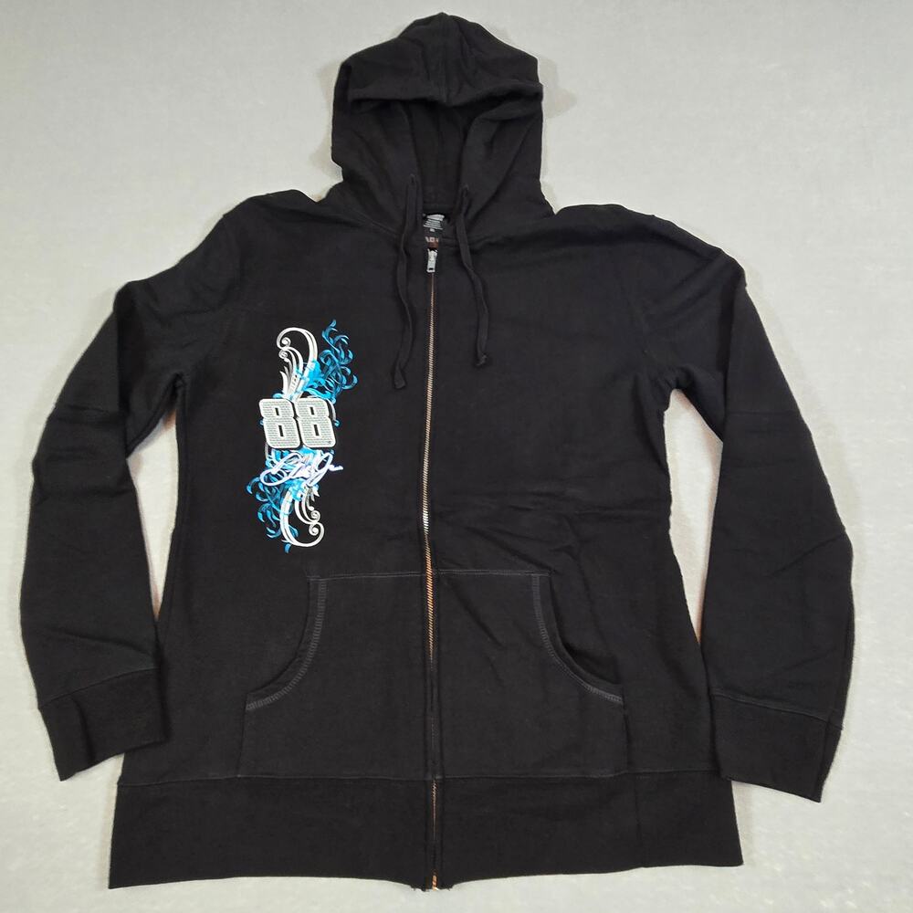 NASCAR Dale Jr #88 Long Sleeve Hooded Decal Zipper Hoodie w/Pockets Women's XL